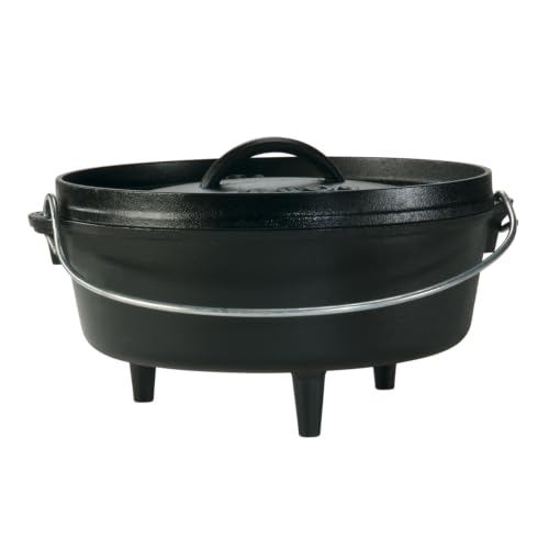 Lodge 4 Quart Pre-Seasoned Cast Iron Camp Dutch Oven with Lid - Dual Handles - Use in the Oven, on the Stove, on the Grill or over the Campfire - Black