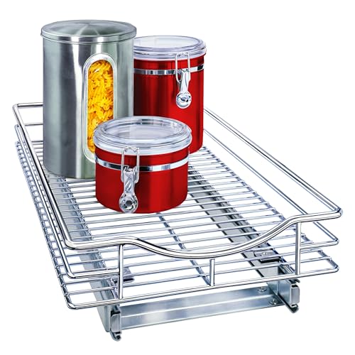 LYNK PROFESSIONAL Pull Out Cabinet Organizer, 11" x 18" Slide Out Drawers for Kitchen Cabinets - Sliding Pull-Out Pantry Shelves  Home Shelf Organizers - Lifetime Ltd. Warranty, Chrome