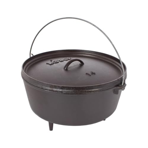 Lodge 5 Quart Pre-Seasoned Cast Iron Camp Dutch Oven with Lid - Dual Handles - Use in the Oven, on the Stove, on the Grill or over the Campfire - Black