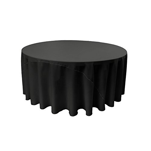 LA Linen Polyester Poplin Washable Round Tablecloth, Stain and Wrinkle Resistant Table Cover 132", Fabric Table Cloth for Dinning, Kitchen, Party, Holiday 132-Inch, Black, (TCpop132R_Black)