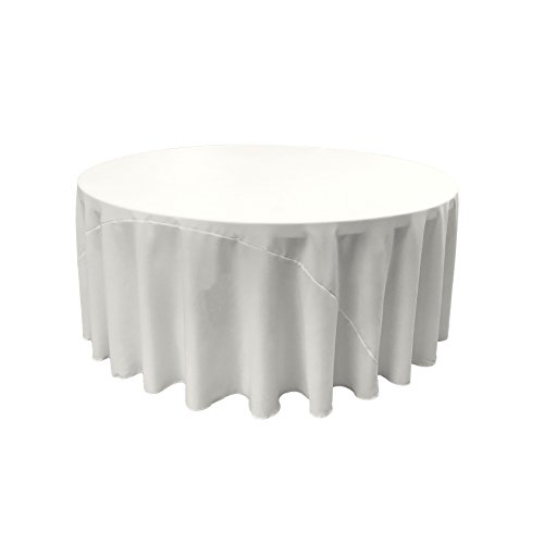 LA Linen Polyester Poplin Washable Round Tablecloth, Stain and Wrinkle Resistant Table Cover 132", Fabric Table Cloth for Dinning, Kitchen, Party, Holiday 132-Inch, White, (TCpop132R_WhiteP11)