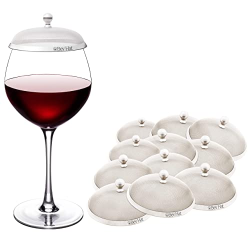 BevHat Stainless Steel Drink Covers (12 Pack), Wine Glass Covers for Outdoors, Protect Cocktails, Coffee Mugs, Tea Cups, Beers, Keep Bugs Out, Wine Accessories & Drink Lids