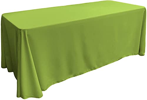 LA Linen Polyester Poplin Washable Rectangular Tablecloth, Stain and Wrinkle Resistant Table Cover 90x156, Fabric Table Cloth for Dinning, Kitchen, Party, Holiday 90 by 156-Inch, Lime