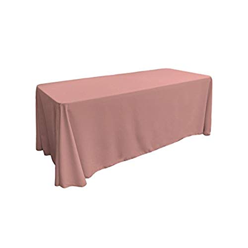 LA Linen Polyester Poplin Washable Rectangular Tablecloth, Stain and Wrinkle Resistant Table Cover 90x156, Fabric Table Cloth for Dinning, Kitchen, Party, Holiday 90 by 156-Inch, Dusty Rose