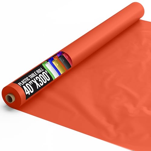 Party Solids Orange Plastic Table Cover Roll