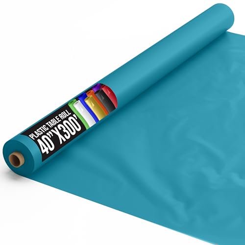 Party Solids Turquoise Plastic Table Cover Roll