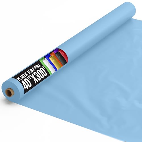 Exquisite Light Blue Plastic Rectangular Tablecloth Roll