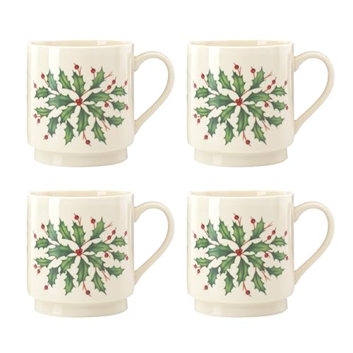Lenox 853763 Holiday 4-Piece Stackable Mug Set, Christmas Dinnerware, Hosting
