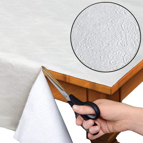 Home Bargains Plus Quilted Heavy Duty Table Pad Protector with Flannel Backing, Cut to Fit, Heat Resistant, Wipe Clean, Protects Table from Spills and Scratches, White, 52 x 144 Rectangle