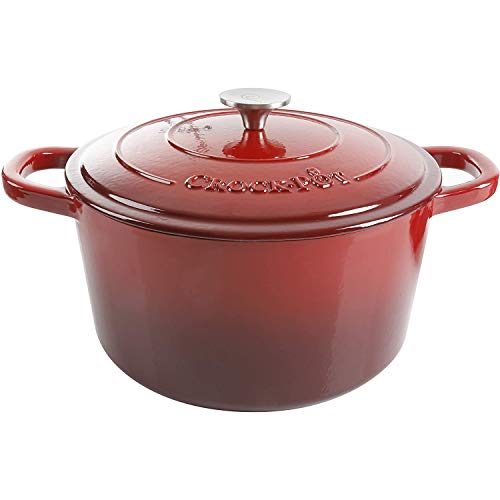 Crock Pot Artisan 5 Quart Enameled Cast Iron Round Dutch Oven, Red