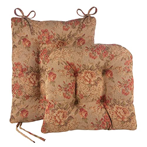 Klear Vu Omega Non-Slip Rocking Chair Cushion, Assembled in USA, Thick Tufted Design, Includes Seat Pad & Back Pillow with Ties, 17x17 Inches, 2-Piece Set, Somerset 2 Count