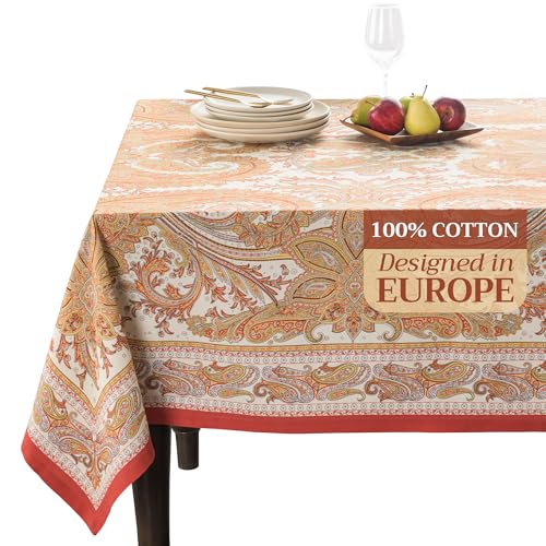 Maison d' Hermine Table Cloth Square Table 100% Cotton 60 x 60 Inches Tablecloth Reusable Decorative Everyday Use for Dining Room, Farmhouse, Home, Party, Festive & Wedding - Kashmir Paisley