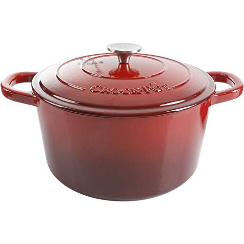 Crock-Pot Artisan 7-Quart Round Enameled Cast Iron Dutch Oven  Scarlet Red, Heavy-Duty Cookware for Slow Cooking, Baking, Roasting with Lid