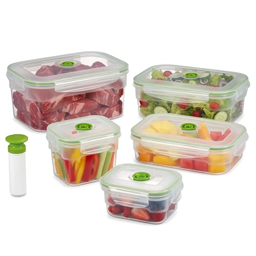Lasting Freshness BPA-Free Plastic Vacuum Seal Containers with Hand Pump  Airtight Food Storage, Meal Prep & Pantry Organization, Preserves Freshness 5X Longer, 11-Piece Set