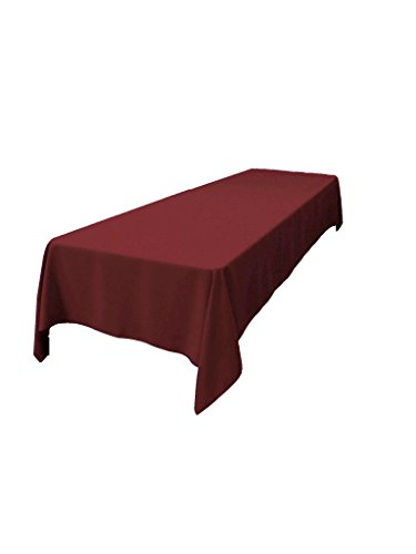 LA Linen Polyester Poplin Washable Rectangular Tablecloth, Stain and Wrinkle Resistant Table Cover 60x144, Fabric Table Cloth For Dinning, Kitchen, Party, Holiday 60 by 144-Inch, Burgundy