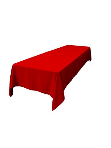 LA Linen Polyester Poplin Washable Rectangular Tablecloth, Stain and Wrinkle Resistant Table Cover 60x144, Fabric Table Cloth For Dinning, Kitchen, Party, Holiday 60 by 144-Inch, Red