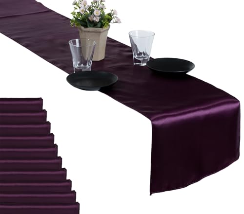 MDS Christmas Satin Table Runners - 15 Pack, 12 x 108 Inches - Bright Silk Sateen Table Decor for Harvest Dinner, Thanksgiving, New Year Party, Wedding, Holiday Banquet Dining Decor - Pink