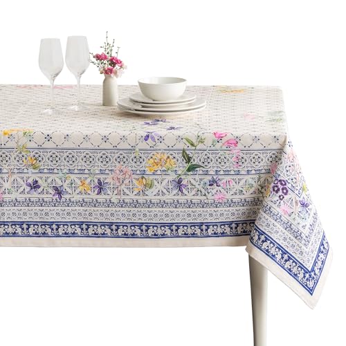 Maison d' Hermine Table Cloth Square Table 100% Cotton 60 x 60 Inches Tablecloth Reusable Decorative Everyday Use for Dining Room, Farmhouse, Home, Party, Festive & Wedding Spring Summer - Faience