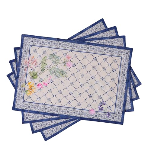 Maison d' Hermine Placemats Set of 4 100% Cotton Washable Cloth Place Mats, Reusable Table Mats for Kitchen Dining Decoration, Party, Wedding, Restaurant Spring/Summer (Faience, 13" x 19")