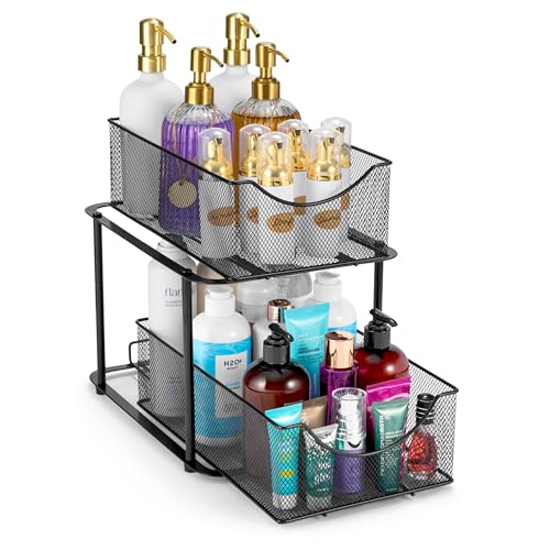 Sorbus 2 Tier Under Sink Organizer (Black)