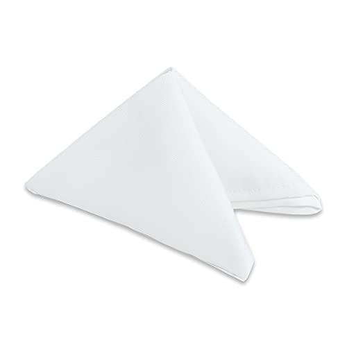 Polyester Cloth Napkins - Washable Soft Table Linens - Durable & Elegant for Dining, Restaurants, Weddings, Events, Rentals, Banquets, & Parties - Premium Quality Set of 100, White, 17"x17"