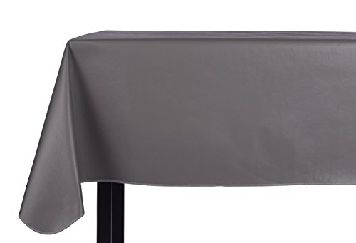 Yourtablecloth Heavy Duty Vinyl Rectangle or Square Tablecloth  6 Gauge Heavy Duty Tablecloth  Flannel Backed  Wipeable Tablecloth with Vivid Colors & Many Sizes 52 x 70 Gray