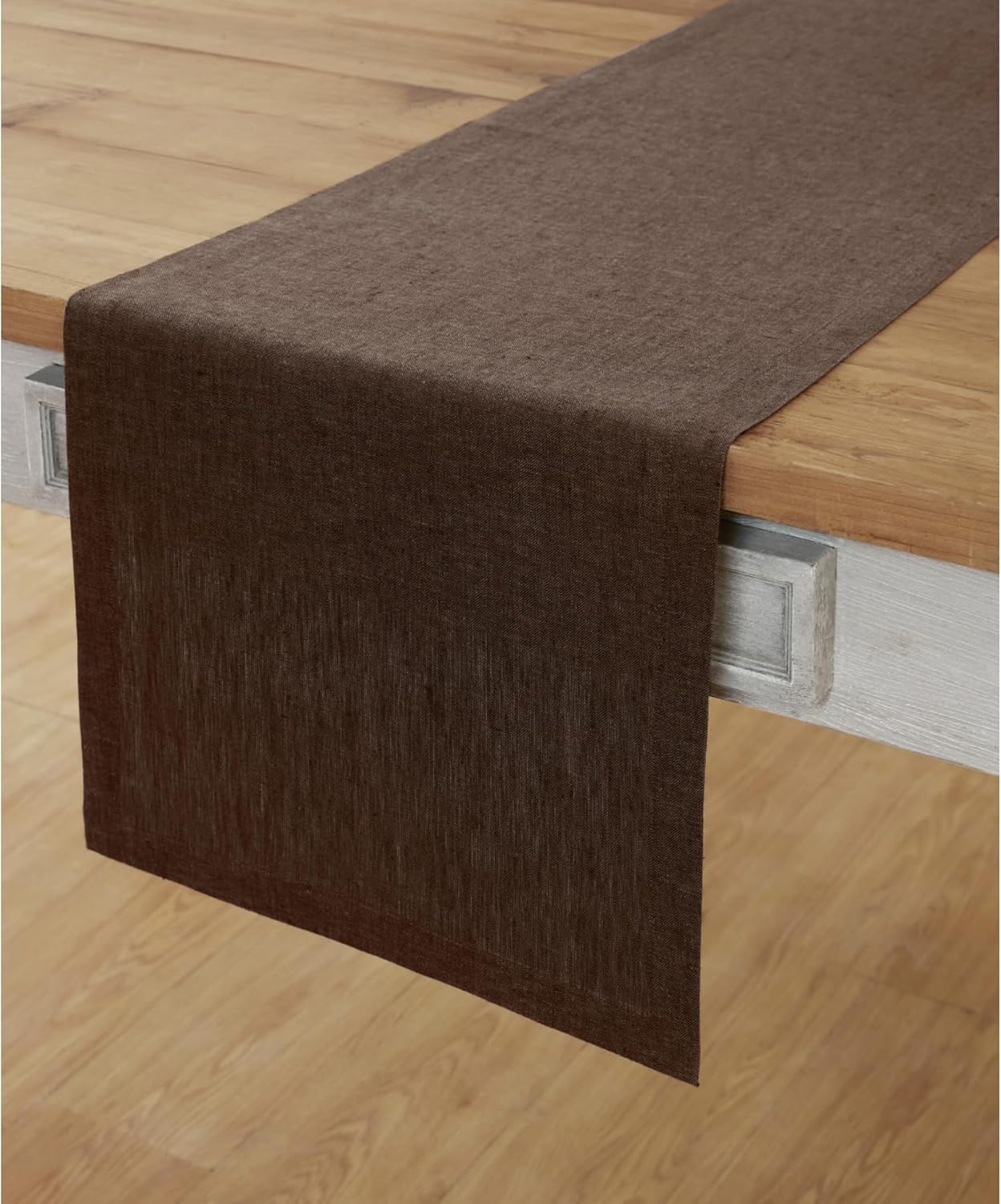Solino Home Linen Table Runner 72 Inches - Chambray Brown