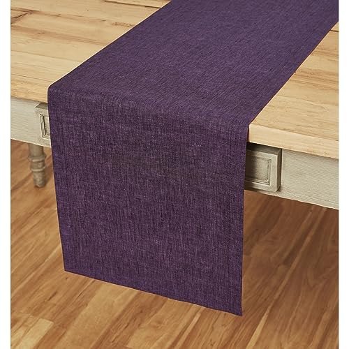 Solino Home Linen Table Runner 72 Inches Long - Athena, 100% Pure Linen Grape Dining Table Runner 14 x 72 Inch for Fall, Autumn, Halloween, Thanksgiving, Holiday