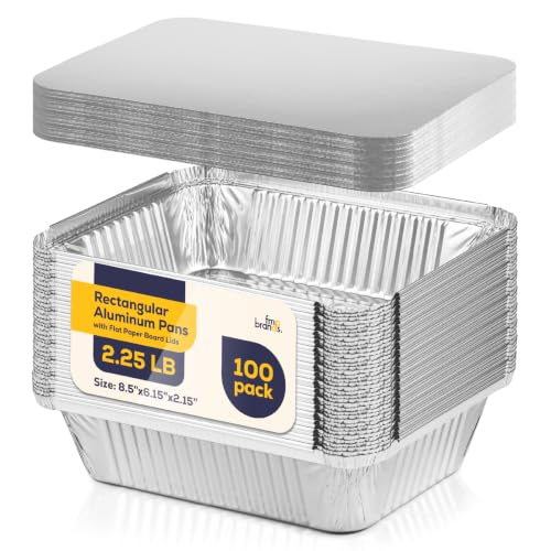 Fit Meal Prep 100 Pack Aluminum Foil Pans with Lids