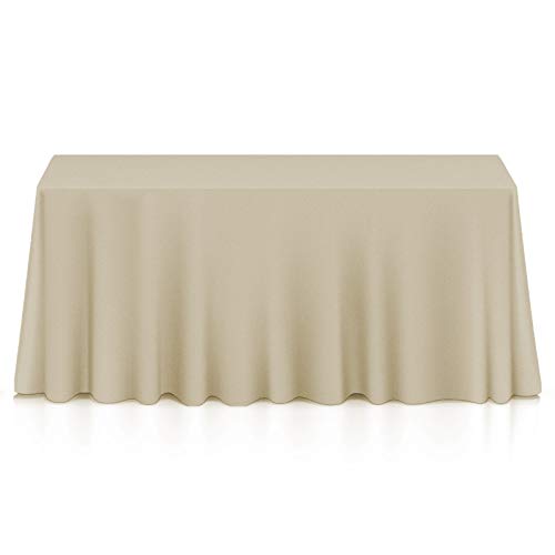 Lann's Linens - 10 Premium 90" x 156" Tablecloths for Wedding/Banquet/Restaurant - Rectangular Polyester Fabric Table Cloths - Beige