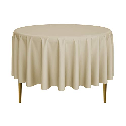 Lann's Linens - 10 Premium 90" Round Tablecloths for Wedding/Banquet/Restaurant - Polyester Fabric Table Cloths - Beige