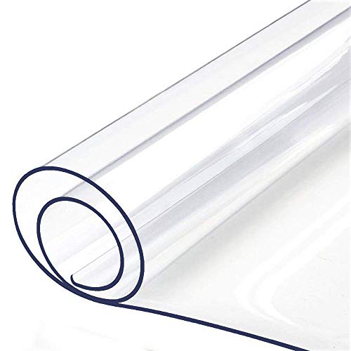 Clear Plastic Tablecloth Furniture Dining Room Table Protector Thick Protective Desk Cover PVC Vinyl Tabletop Protection Pad Easy Clean Polyester Wipeable Waterproof Cloths Rectangle 24 x 84 inch