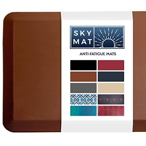 Sky Solutions Anti Fatigue Floor Mat - 3/4" Thick Cushioned Kitchen Rug, Standing Desk Mat - Comfort at Home, Office, Garage - Non Slip, Durable and Stain Resistant (20" x 32", Chocolate Brown)