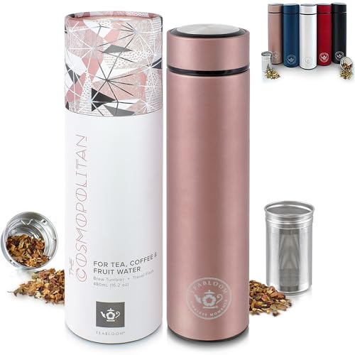 Teabloom - The ORIGINAL All-Brew Travel Tumbler & Thermos | OPRAHs Favorite | 16oz/480ml Stainless Steel Insulated Water Bottle/Tea Flask/Cold Brew Coffee Mug