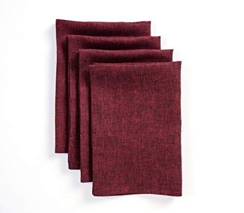 Solino Home Linen Napkins Set of 4 - 100% Pure Linen Red Garnet Dinner Napkins Cloth 20 x 20 Inch for Fall, Autumn, Thanksgiving, Christmas, Holiday - Athena, Handcrafted and Machine Washable