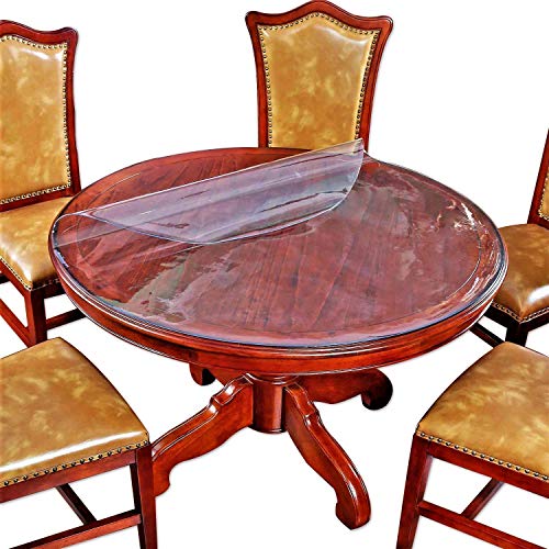 Clear Plastic Round Table Protector PVC Tablecloth Cover Vinyl Table Cloths Easy Clean Waterproof Wipeable Furniture Topper Pad for Dining Room Coffee Banquet Tables Mat Desk Circle Pad 44 " Diameter