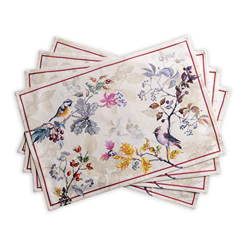 Maison d' Hermine Placemats Set of 4 100% Cotton Washable Cloth Place Mats, Reusable Table Mats for Kitchen Dining Decoration, Party, Wedding, Restaurant (Equinoxe - Beige, 13" x 19")
