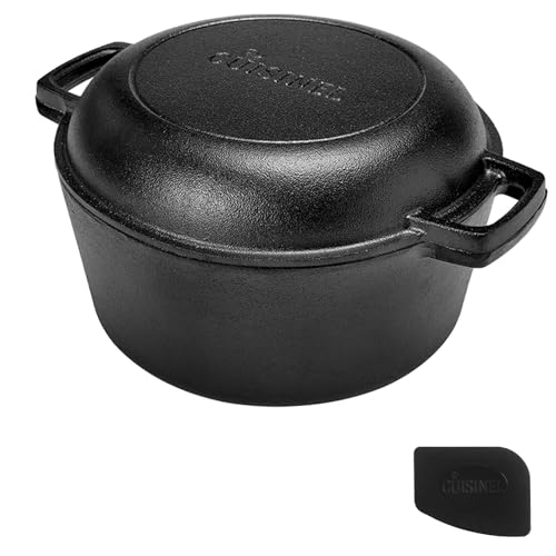 Cast Iron Double Dutch Oven - Pre-Seasoned 5-Quart Set  2-in-1 Multi-Cooker: 5-Qt Deep Pot + 10" Skillet - Frying Pan Converts to Lid of Combo Dutch Oven  Grill, Stove Top, BBQ and Induction Use