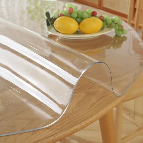 54 Inch Round Clear Dining Table Protector Tablecloth Cover Desk Top Pad Mat for Glass Furniture Study Coffee End Bed Sofa Side Bistro Bar Corner Pub Night Stand Dinner Table Thick Plastic PVC Vinyl