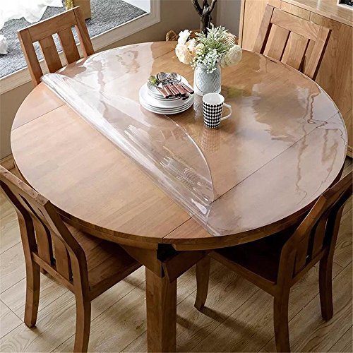 OstepDecor Frosted Round Table Protector 42 Inch Thick Frosted Table Cover Protector Round, Plastic Waterproof PVC Tablecloth, Vinyl Circle Table Top Protector for Dining Room, Coffee Tabletop