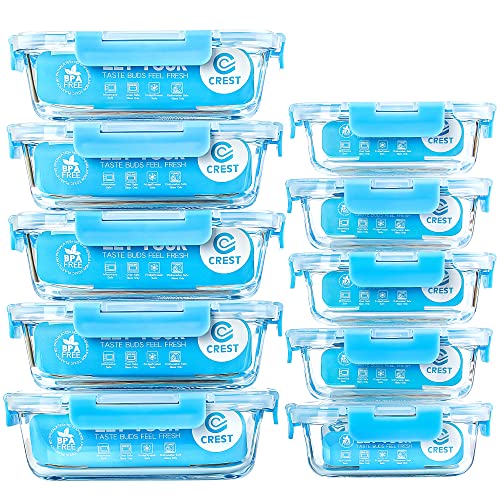 C CREST Glass Meal Prep Containers (10 Pack)