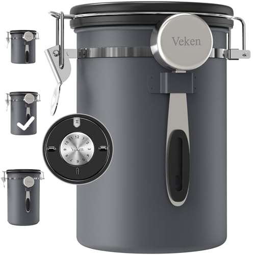 Veken Coffee Canister, 22OZ, Gray