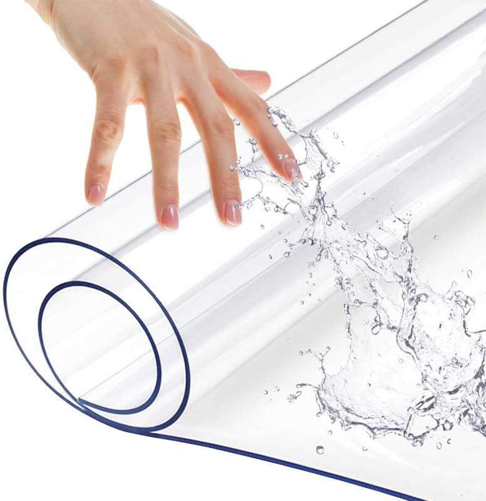 42x60 Inch Clear Plastic Table Protector Dining Tablelcloth Vinyl Desk Topper Pad Mat Wooden Furniture Dressing Cabinet Glass End Side PVC Table Cloth Countertop Cover Cutting Wipeable Rectangular