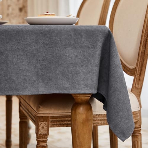 BALCONY & FALCON Rectangle Tablecloth Washable Wrinkle Resistant and Water Proof Table Cloth Decorative Linen Fabric Tablecloths for Dining Parties Kitchen Wedding and Outdoor Use (Gray, 57x118)