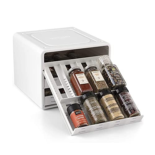 YouCopia SpiceStack Adjustable Spice Rack Organizer, Pull-Down 24-Bottle Seasonings and Spices Holder for Kitchen Cabinet and Pantry Organization with 104 Included Labels
