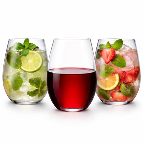48 piece Stemless Unbreakable Crystal Clear Plastic Wine Glasses Set of 48 Small Size Cups Small(10 Ounces)