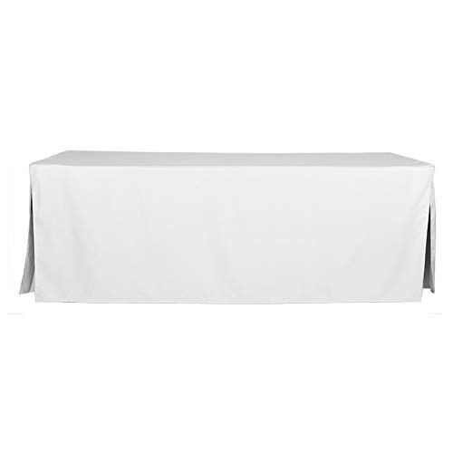 Machine Washable Polyester Solid Fitted Stain Resistant Table Cover Rectangular 96-inch Tablecloths for Events Wedding Special Occasions Table Cloth 8-Foot, White