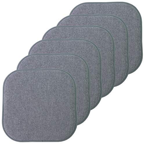 Sweet Home Collection Chair Cushion Memory Foam Pads Honeycomb Pattern Slip Non Skid Rubber Back Rounded Square 16" x 16" Seat Cover, 6 Pack, Alexis Blue/Gray