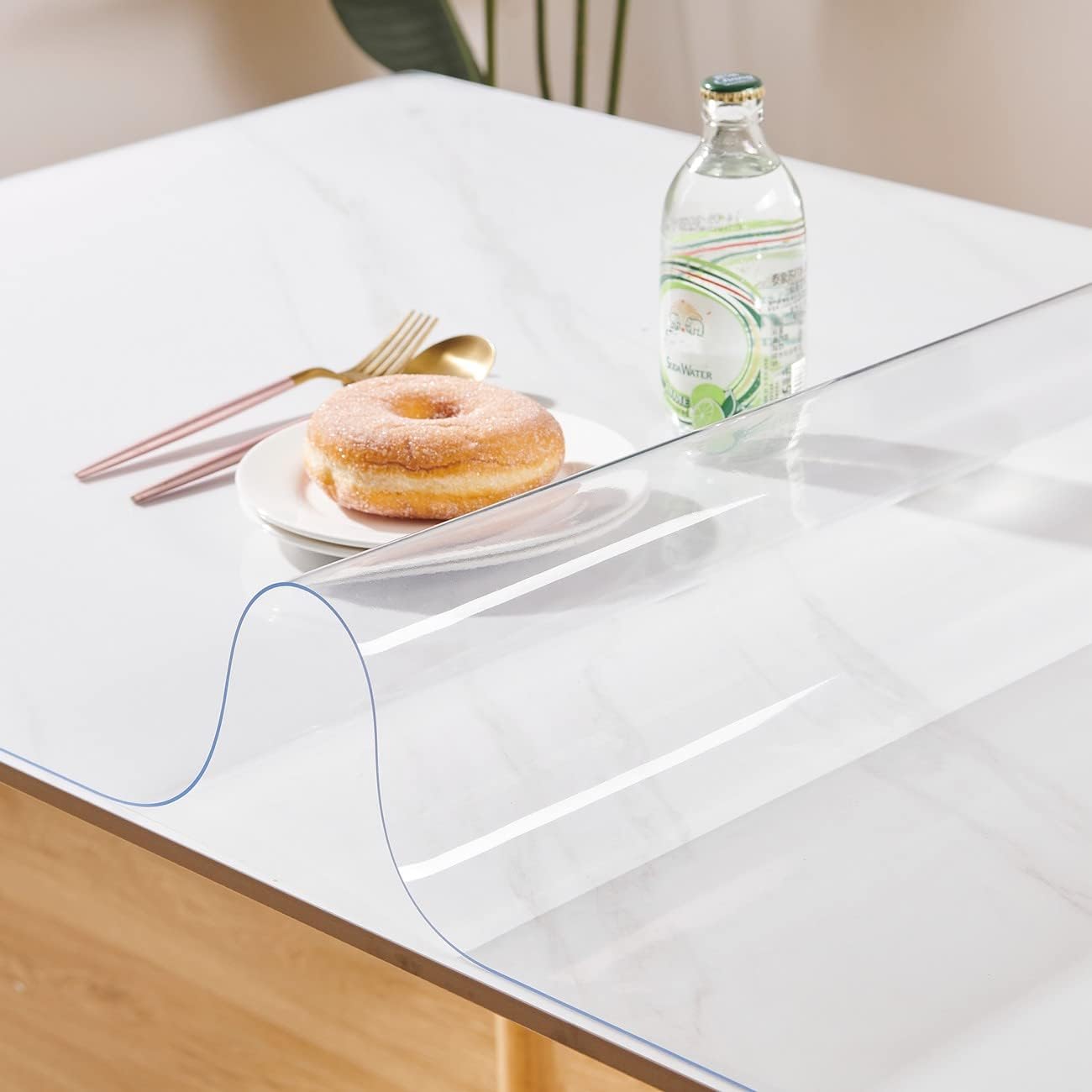 Clear Table Cover Protector 42 x 72 Inch, 1.5mm Thick Plastic Desk Protector Mat, Rectangular Waterproof PVC Placemats, Transparent Mat for Kitchen, Dresser, Writing Desk, Dining Room Table