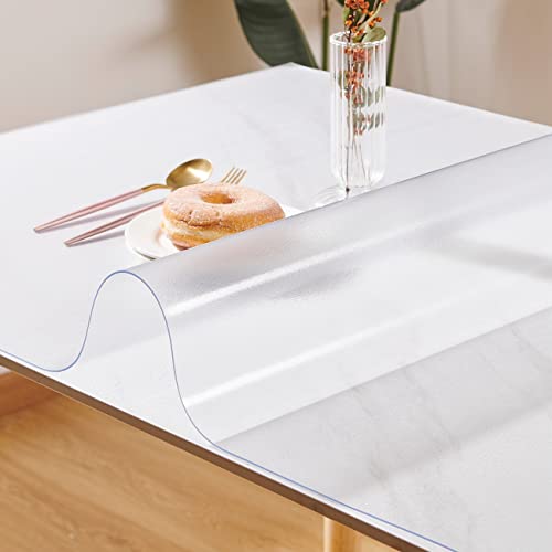 Frosted Table Cover Protector 19 x 72 Inch, 1.5mm Thick Plastic Desk Protector Mat, Rectangular Waterproof PVC Placemats, Transparent Mat for Desktop, Dining Room Table, Office Writing Desk